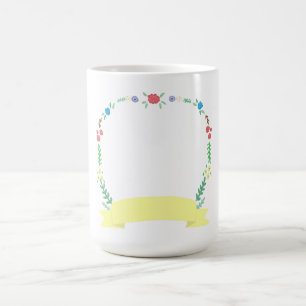 Kranz aus Wildblumen mit gelbem Banner Kaffeetasse