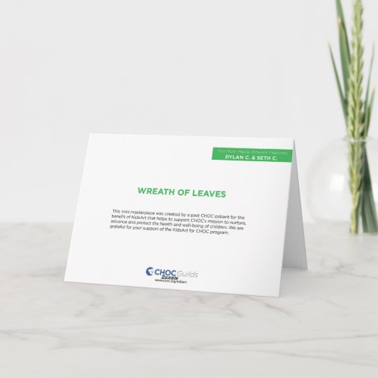 Kranz - Blätter Kunst für CHOC Dankeskarte (Rückseite)