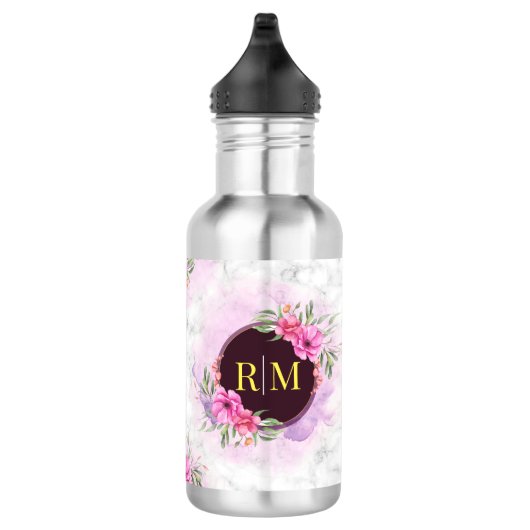 Kranz Blumen Initial Buchstabe Monogramm Name Marm Edelstahlflasche (Rechts)