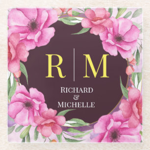 Kranz Blumen Initiale Buchstabe Monogramm Name Mar Glasuntersetzer