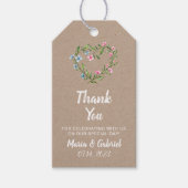 Kranz Blumenherz. Stilvolle Hochzeit Vielen Dank Geschenkanhänger (Vorderseite)