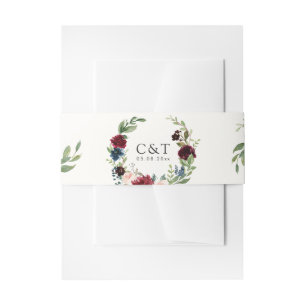 Kranz Burgunder-Blumenstrauß- Einladungsbanderole