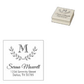 Kranz der Blätter, Monogramm der Zweigstelle 2 Gummistempel (Stempel)