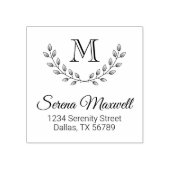 Kranz der Blätter, Monogramm der Zweigstelle 2 Gummistempel (Prägung)