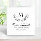 Kranz der Blätter, Monogramm der Zweigstelle 2 Gummistempel