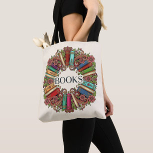 Kranz der Bücher Bücherliebhaber Schriftsteller Bi Tasche