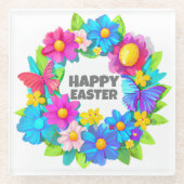 Kranz der farbenfrohen OsterBlume Glasuntersetzer (Vorderseite)