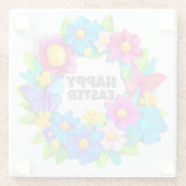 Kranz der farbenfrohen OsterBlume Glasuntersetzer (Rückseite)