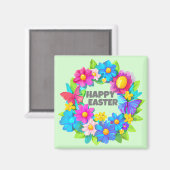 Kranz der farbenfrohen OsterBlume Magnet (Vorderseite/Rückseite)