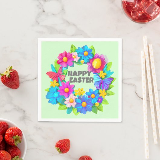 Kranz der farbenfrohen OsterBlume Serviette (Beispiel)