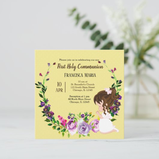 Kranz der heiligen Kommunion * wählen Sie die Hint Einladung (Stehend Vorderseite)