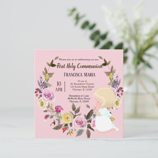 Kranz der heiligen Kommunion * wählen Sie die Hint Einladung (Stehend Vorderseite)