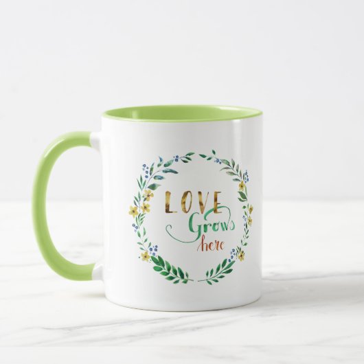 Kranz der Liebe Aquarellfarbe Blume Tasse (Links)