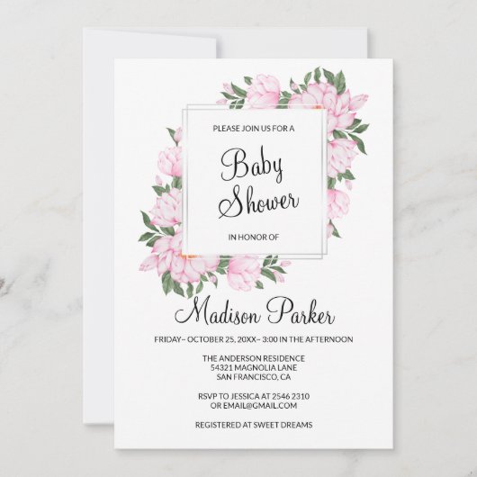 Kranz der rosa Blume Einladung (Vorderseite)