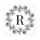 Kranz der Rose Center Single Initial Monogram Permastempel (Design)