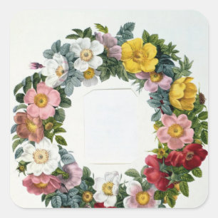 Kranz der Rose, Frontispiece für "Les Rose" Quadratischer Aufkleber