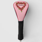 Kranz eleganter Rote Rosen in Herzform rosa Golf Headcover (Vorderseite)