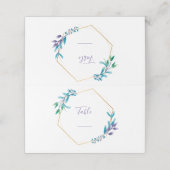 Kranz geometrischer Blume. Grüne SkriptTischnummer Platzkarte (Außenseite Aufgefaltet)