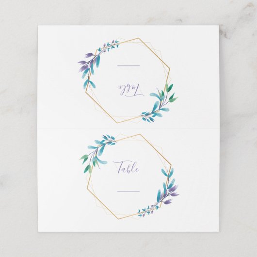 Kranz geometrischer Blume. Grüne SkriptTischnummer Platzkarte (Außenseite Aufgefaltet)