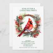 Kranz-Kardinal mit Party für grünen Schriftart Einladung (Vorne/Hinten)