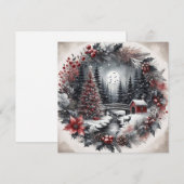 Kranz mit Landschaftsbild Flache Feiertagskarte (Vorne/Hinten)