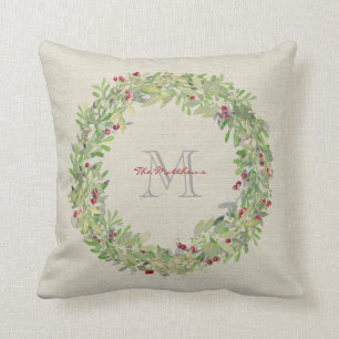 Kranz mit monogrammiertem Namen & Initiale Kissen
