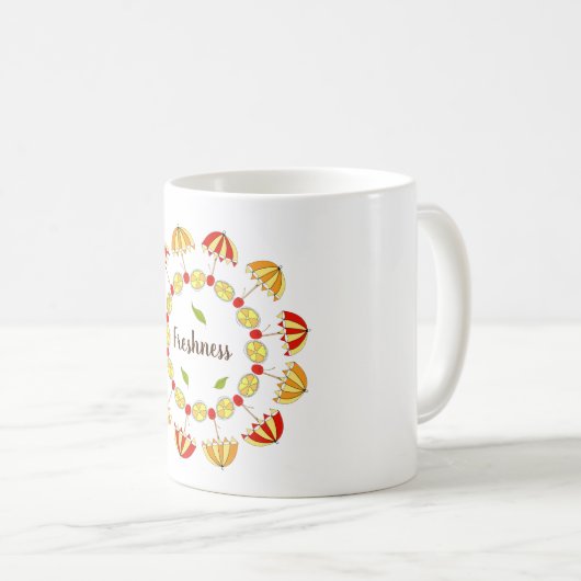 Kranz mit Orangen-, Kirschen- und Sommerschnitten Kaffeetasse (VorderseiteRechts)