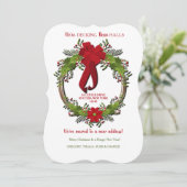 Kranz mit Red Bow Holiday Moving Ankündigung (Stehend Vorderseite)