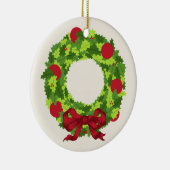 Kranz mit roter Bogen-Weihnachtsverzierung Keramik Ornament (Rechts)