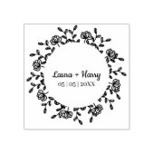Kranz mit schwarzen Wildblumen für Hochzeit Gummistempel (Prägung)