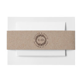 Kranz mit Vintager Prägung, Hochzeit mit Kraftpapi Einladungsbanderole