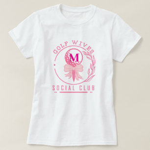 Kranz-Monogramm-Golf-Damen-Sozialclub mit rosa Sch T-Shirt
