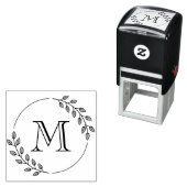 Kranz-Monogramm-Initiale mit runden Blättern Permastempel (Beispiel)