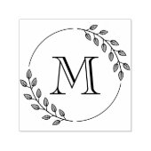 Kranz-Monogramm-Initiale mit runden Blättern Permastempel (Design)