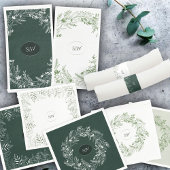 Kranz-Monogramm mit hellgrünen Blättern Serviette