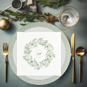 Kranz-Monogramm mit hellgrünen Blättern Serviette