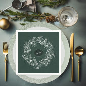 Kranz-Monogramm mit hellgrünen Blättern Serviette