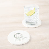 Kranz-Monogramm-Trinkaccessoire-Set in Waldgrün Getränkeuntersetzer (Seite)