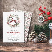 Kranz, rote Blume, Beeren Weihnachten Party I Einladung