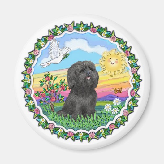 Kranz - Schwarzer Shih Tzu Magnet (Vorne)