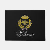 Kranz u. Biene u. krönen Ihre Farbe u. Gruß Fußmatte (Vorderseite)