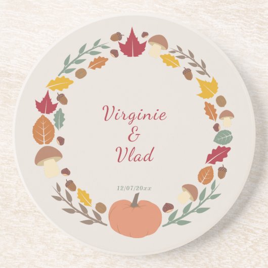 Kranz und Hochzeit im Herbst Untersetzer (Vorne)