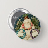 Kranz verzierte Schneemann Button (Vorne & Hinten)