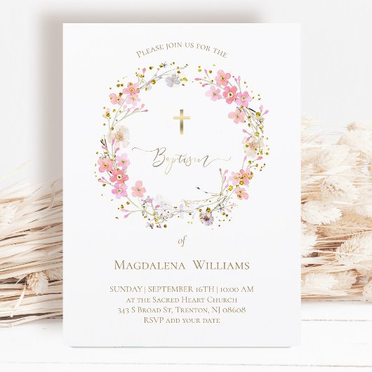 Kranz von Blume | Taufeinladung Einladung