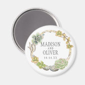 Kranz von Sukkulenten, Twigs und Steinen | Hochzei Magnet (Vorderseite/Rückseite)