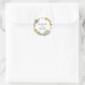 Kranz von Sukkulenten, Twigs und Steinen | Hochzei Runder Aufkleber (Tasche)