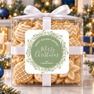Kranz Weihnachten Selbstgemacht Ferien Backen Quadratischer Aufkleber