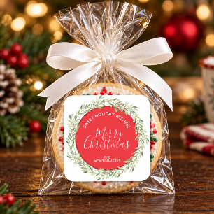 Kranz Weihnachten Selbstgemacht Urlaub Backen Quadratischer Aufkleber