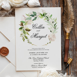 Kranz Weiße Lilien Florale Hochzeitseinladung Ankündigung