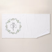 Kränze aus botanischem Salbeigrün mit Monogramm Badehandtuch (Badehandtuch)